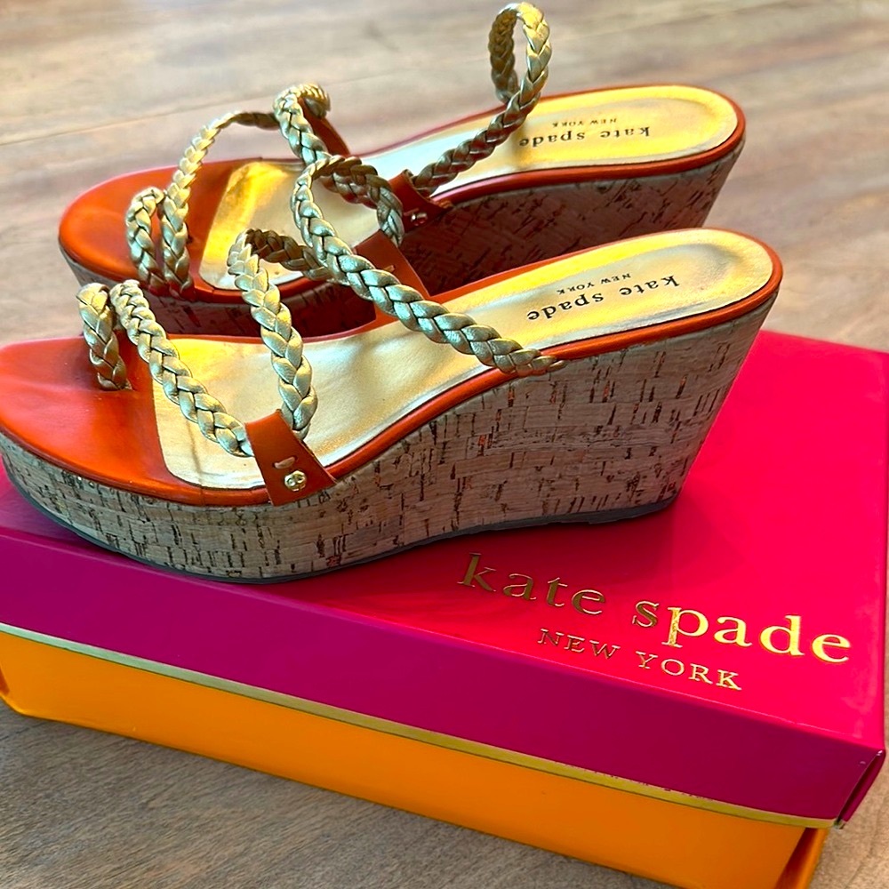 Kate Spade  Women's Wedge Sandals - Tan and Gold